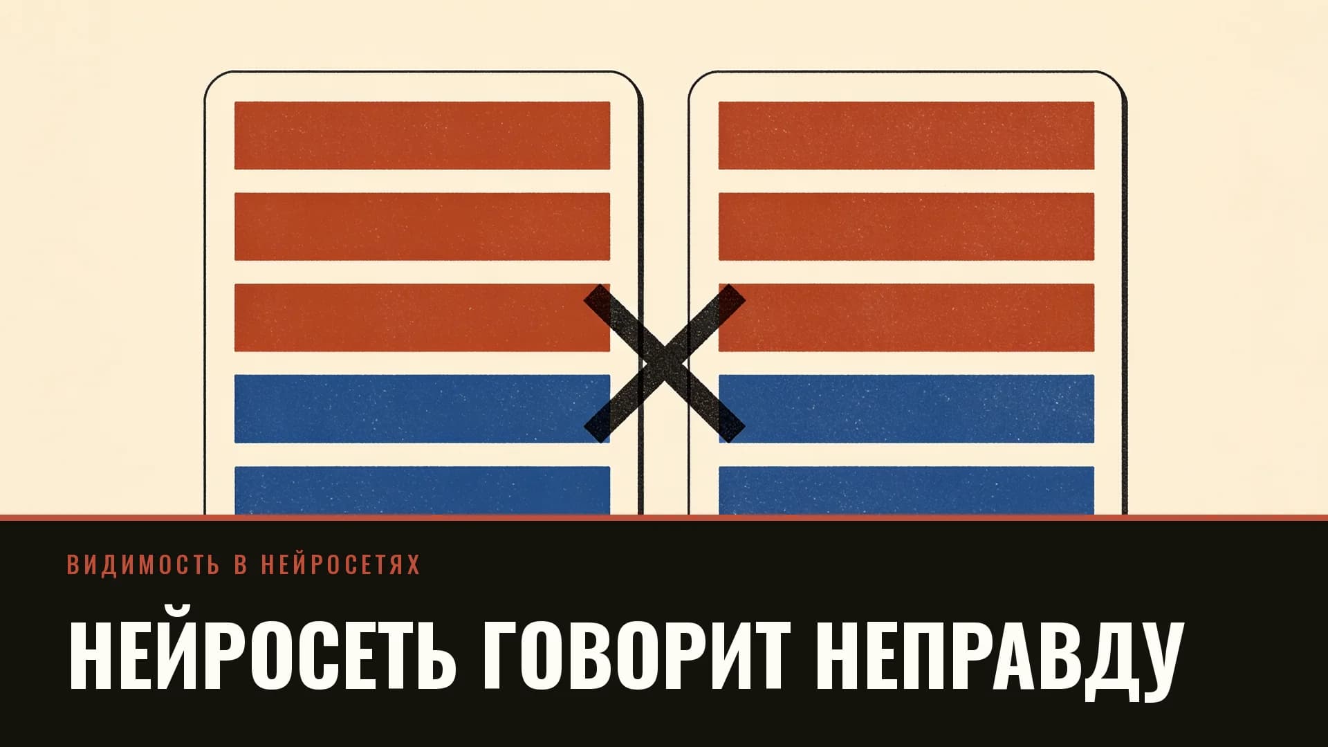 Плакат: две карточки с расходящимися полосами, связь между ними перечёркнута