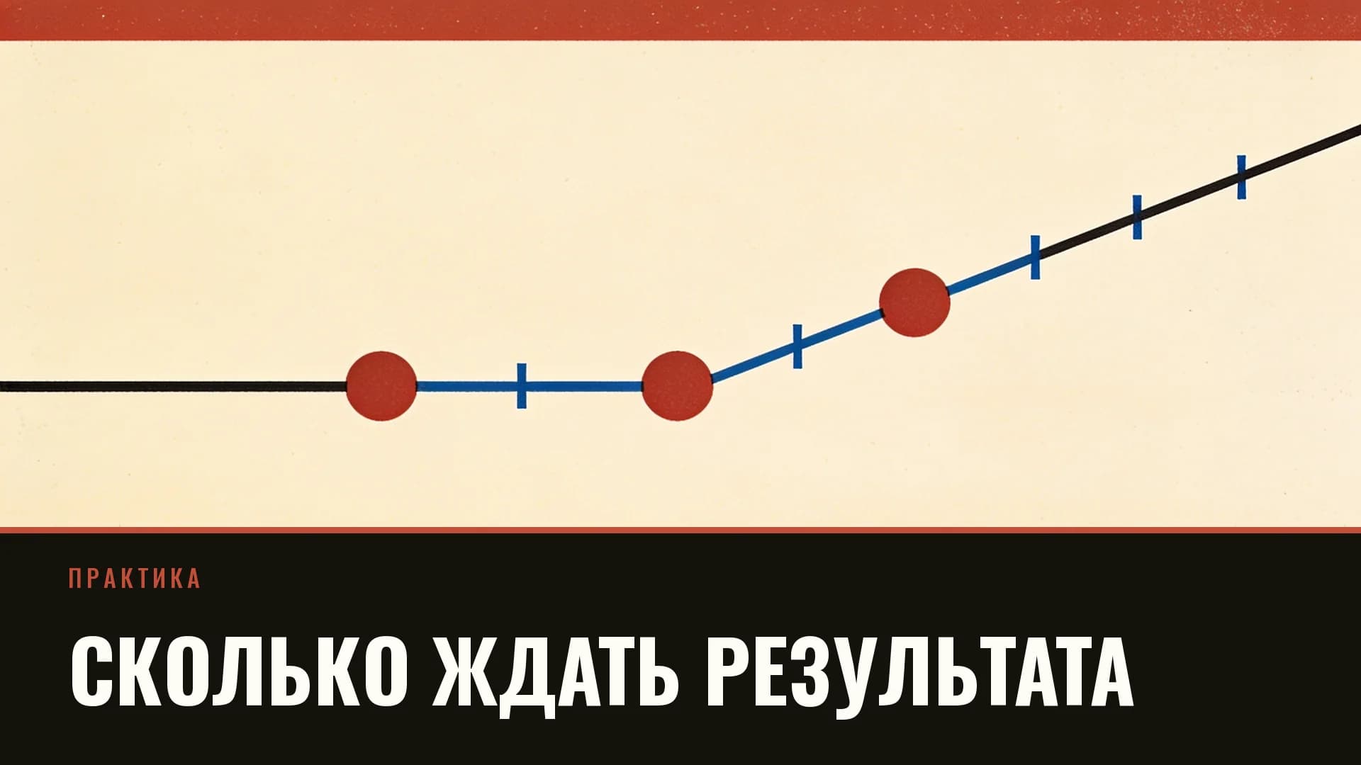 Плакат: горизонтальная шкала из отрезков, три отметки закрашены кирпичным